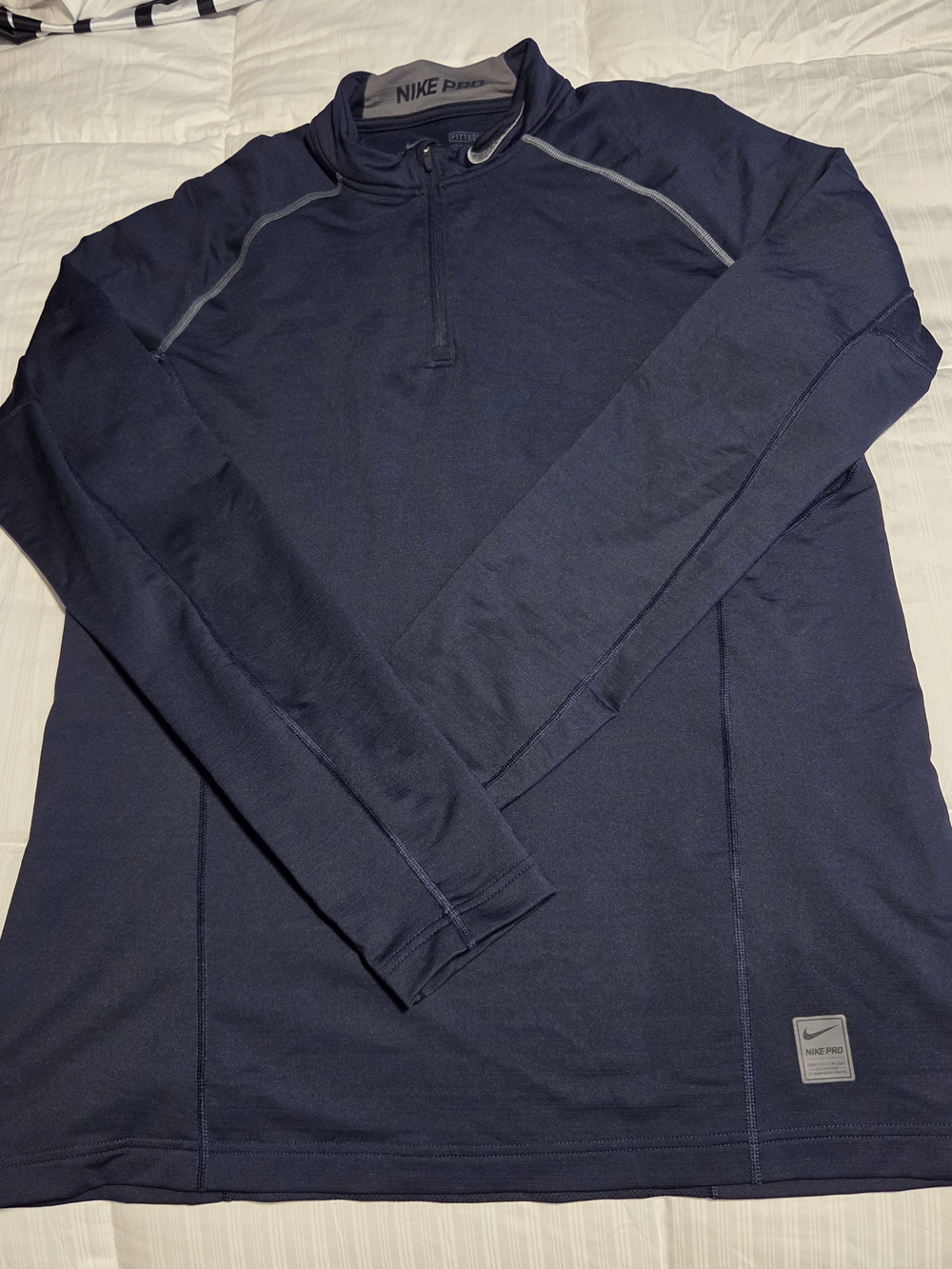Nike Navy Quarter-Zip Athletic Top with Contrast Piping